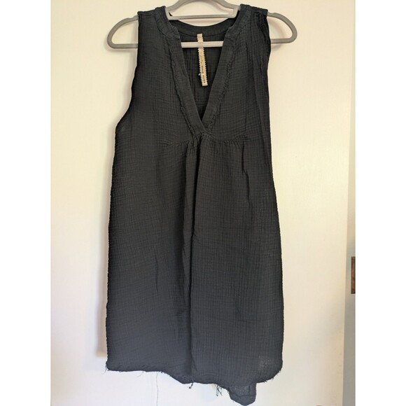 Uncle Frank's Dresses & Skirts - Uncle Frank Dress Mini Sleeveless Black Small/Medium 100% Cotton Gauze Vneck